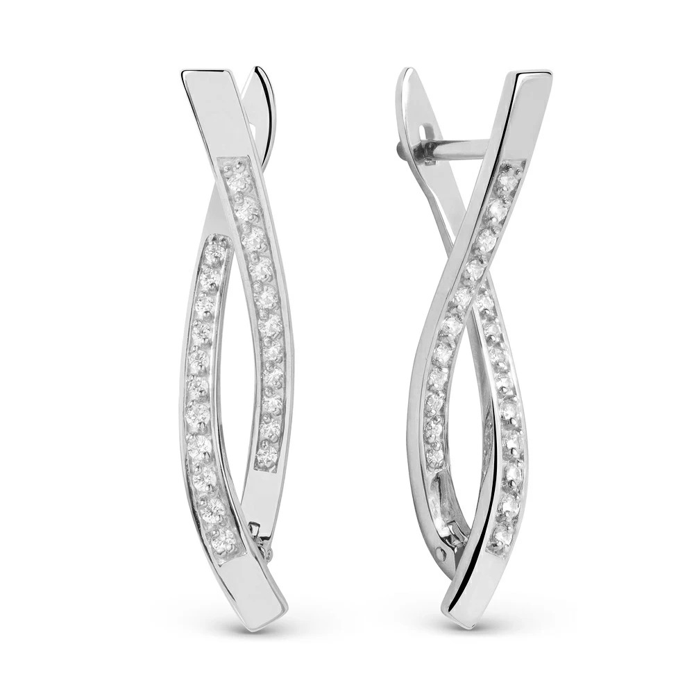 Серьги из белого золота с фианитами Ювелирное изделие - Серьги из белого золота с фианитами в магазине Best-Gold 033781