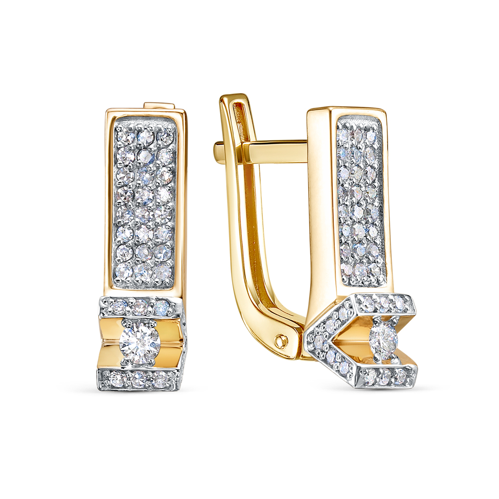 Серьги из желтого золота с бриллиантами Ювелирное изделие - Серьги из желтого золота с бриллиантами в магазине Best-Gold 141070