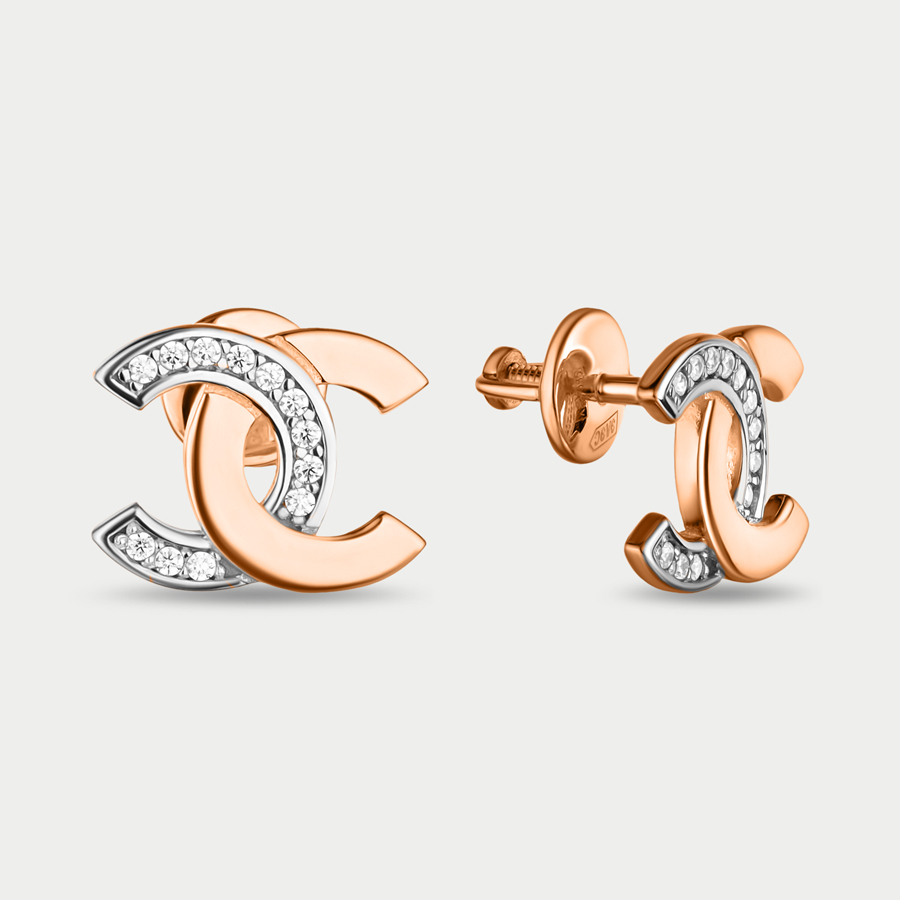 Ювелирное изделие - Серьги в красном золоте с фианитами в магазине Best-Gold 126682