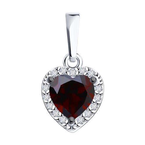 Подвеска из серебра с гранатом и фианитами Ювелирное изделие - Подвеска из серебра с гранатом и фианитами в магазине Best-Gold 141192