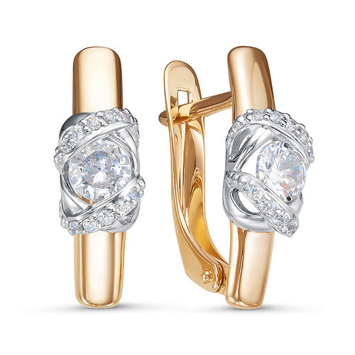 Ювелирное изделие - Серьги из красного золота с фианитами в магазине Best-Gold 030326