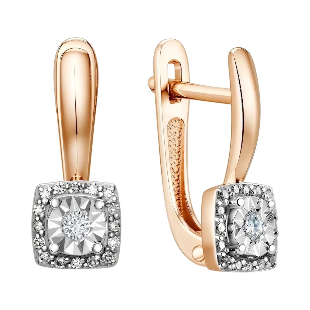 Ювелирное изделие - Серьги из красного золота с бриллиантами в магазине Best-Gold 153735