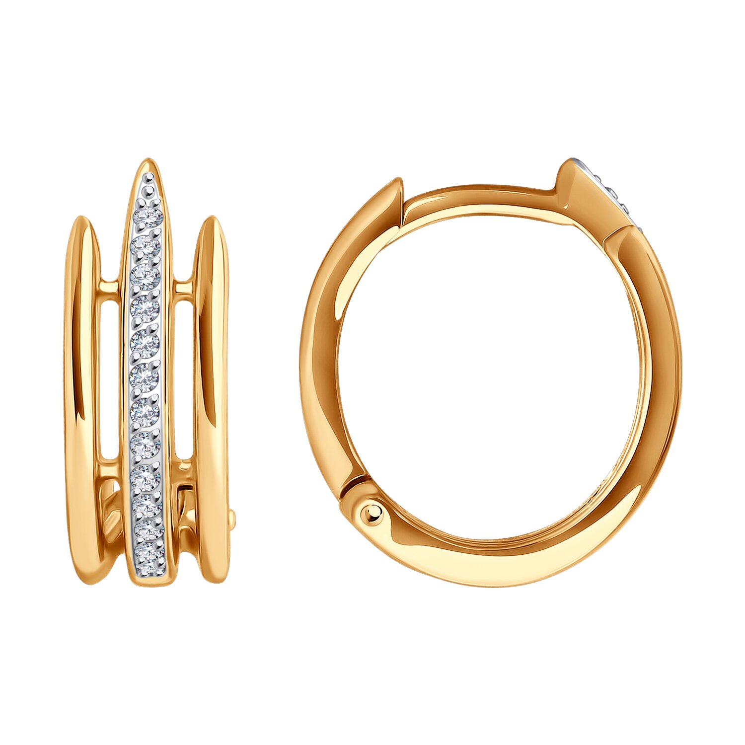 Серьги из красного золота с фианитами Ювелирное изделие - Серьги из красного золота с фианитами в магазине Best-Gold 139348