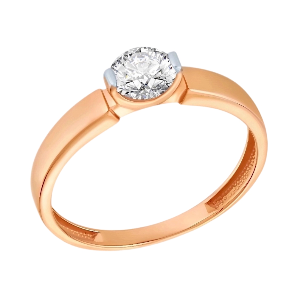 Кольцо помолвочное из красного золота с фианитом Ювелирное изделие - Кольцо помолвочное из красного золота с фианитом в магазине Best-Gold 109839