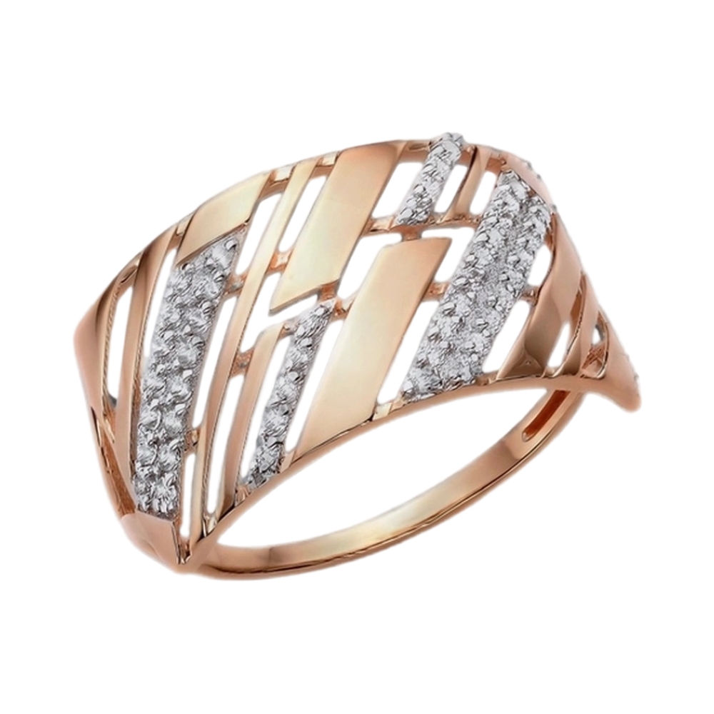 Кольцо из красного золота с фианитами