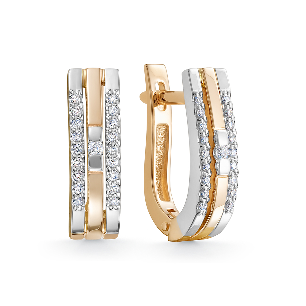 Серьги из комбинированного золота с бриллиантами