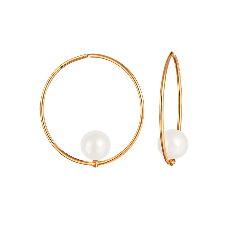 Серьги из красного золота с жемчугом Ювелирное изделие - Серьги из красного золота с жемчугом в магазине Best-Gold 037452