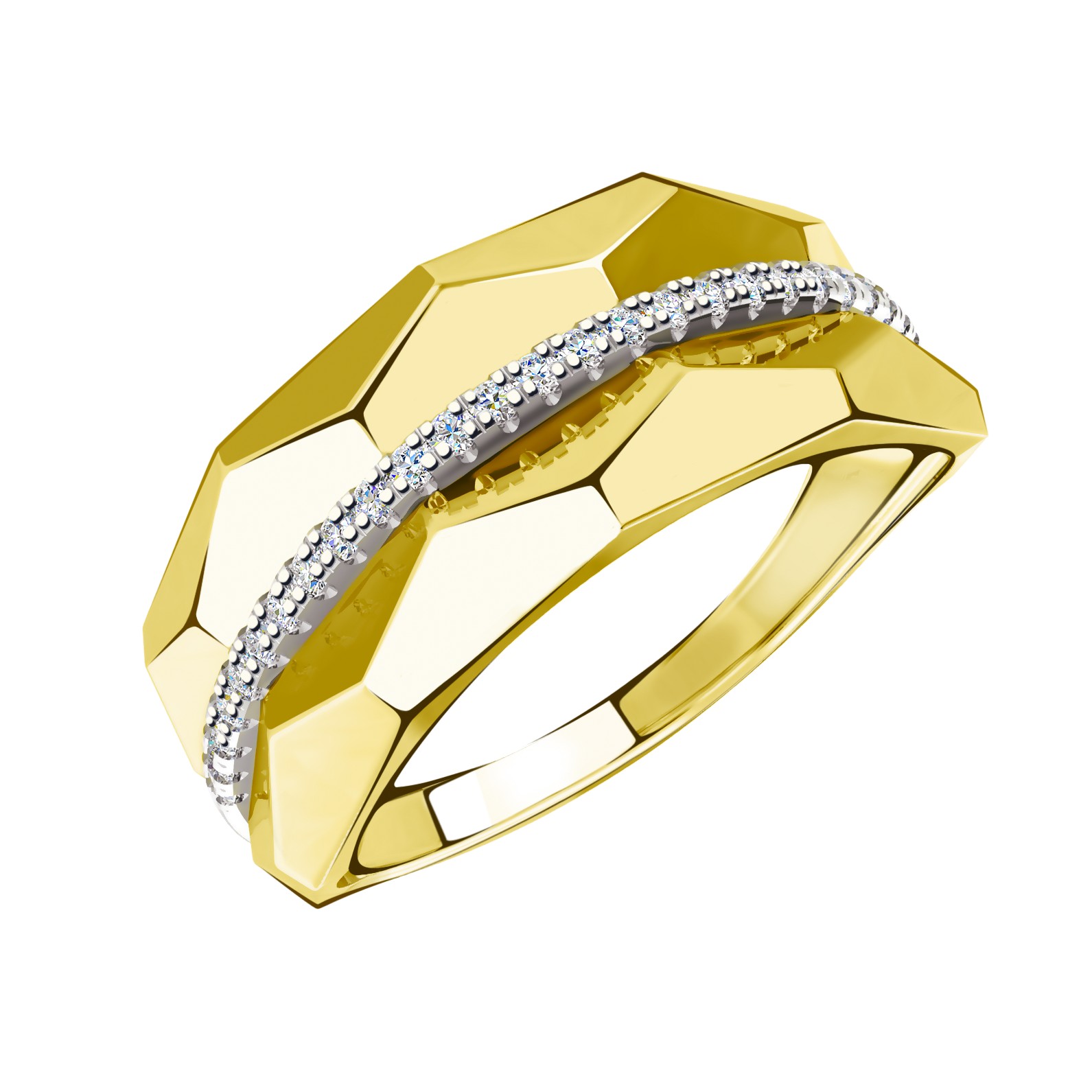 Ювелирное изделие - Кольцо из желтого золота с фианитами в магазине Best-Gold 126807