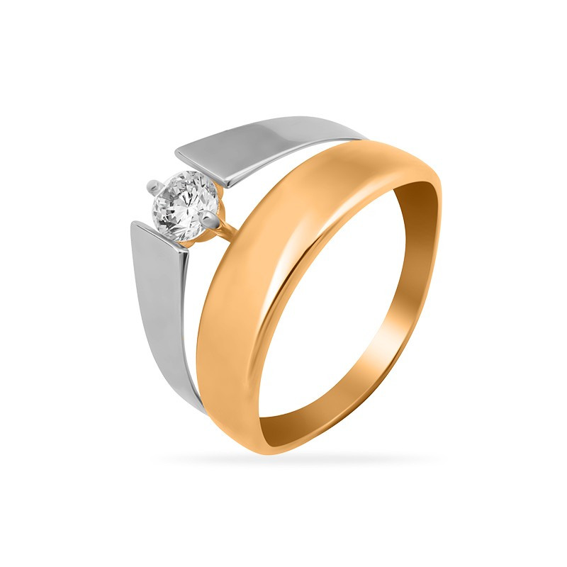 Ювелирное изделие - Кольцо из комбинированного золота с фианитами в магазине Best-Gold 034014