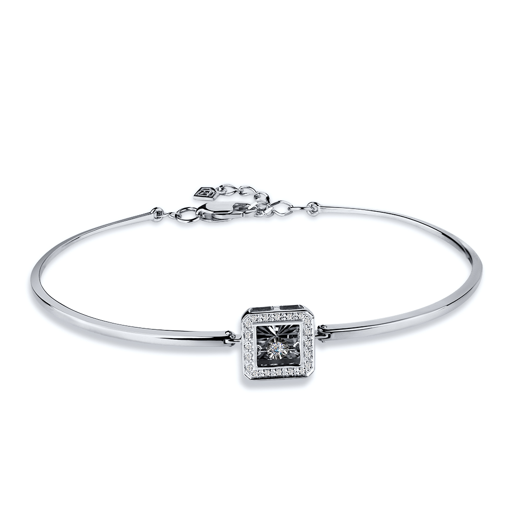 Браслет жесткий из белого золота с бриллиантами Ювелирное изделие - Браслет жесткий из белого золота с бриллиантами в магазине Best-Gold 144260