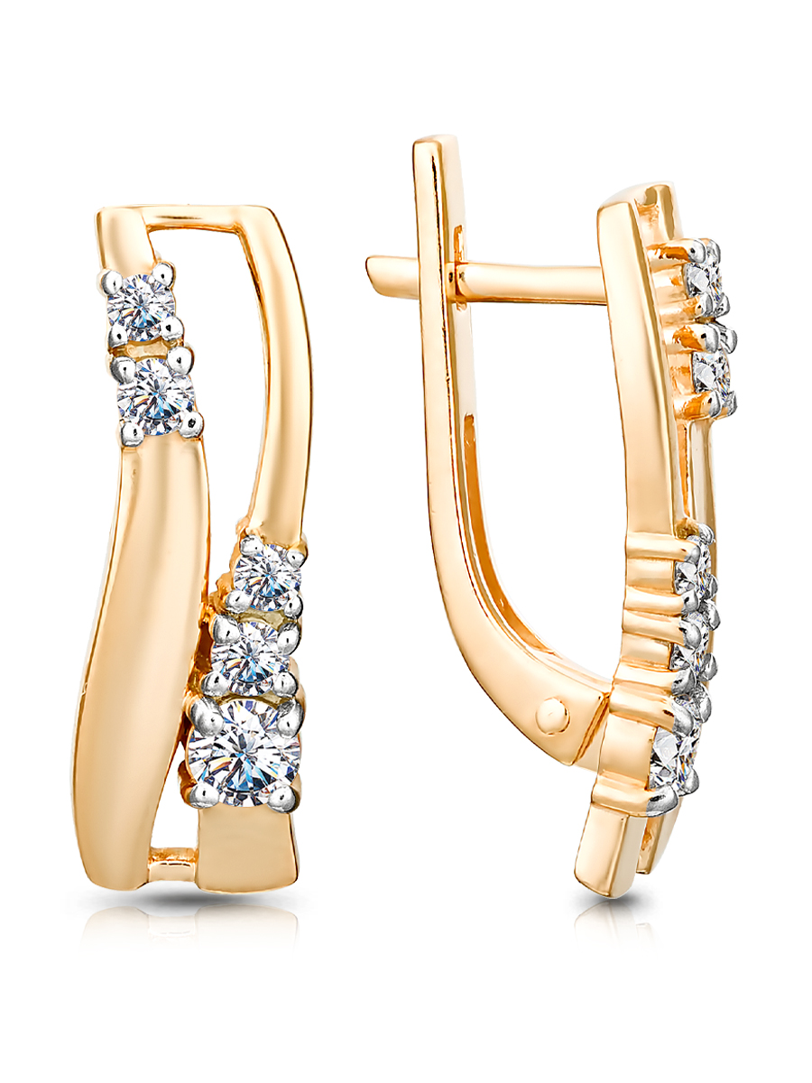 Серьги из красного золота с фианитами Ювелирное изделие - Серьги из красного золота с фианитами в магазине Best-Gold 150637