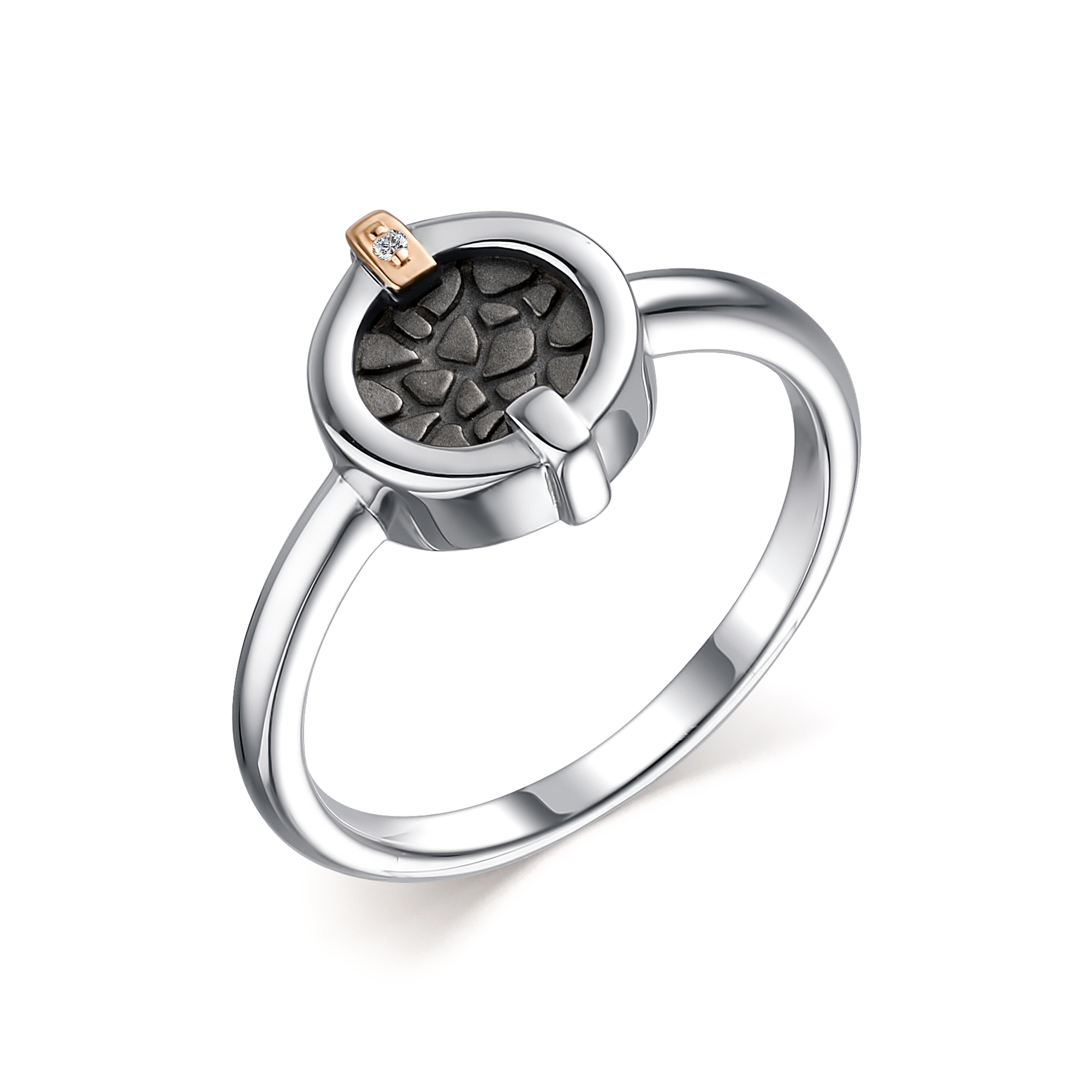 Кольцо в серебре с бриллиантом и золотом Ювелирное изделие - Кольцо в серебре с бриллиантом и золотом в магазине Best-Gold 126897