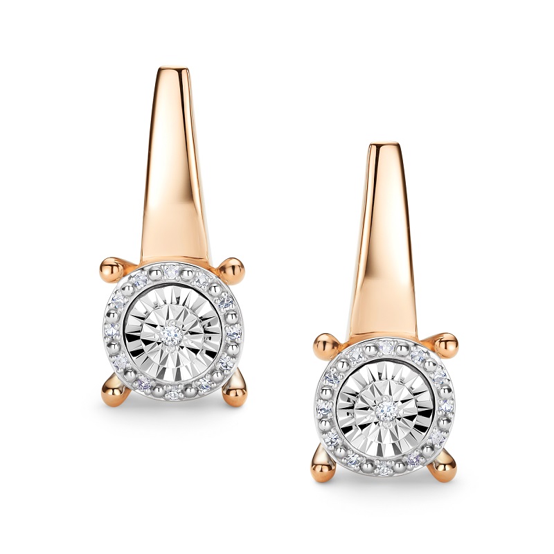 Ювелирное изделие - Серьги из красного золота с брилиантами в магазине Best-Gold 154400