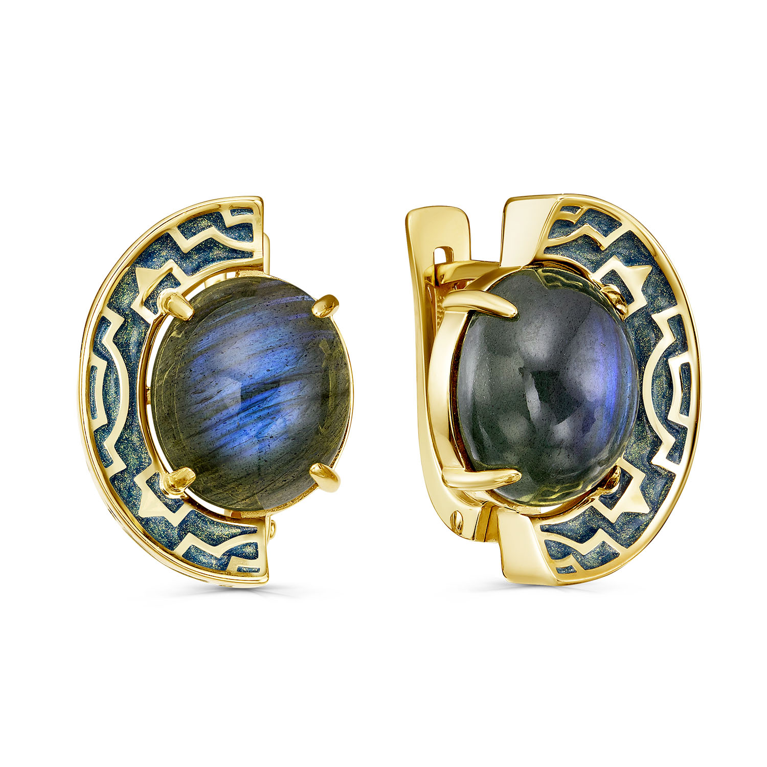 Серьги из серебра с лабродолитом