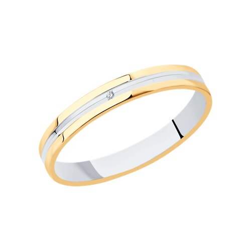 Обручальное кольцо из комбинированного золота с фианитом Ювелирное изделие - Обручальное кольцо из комбинированного золота с фианитом в магазине Best-Gold 034330