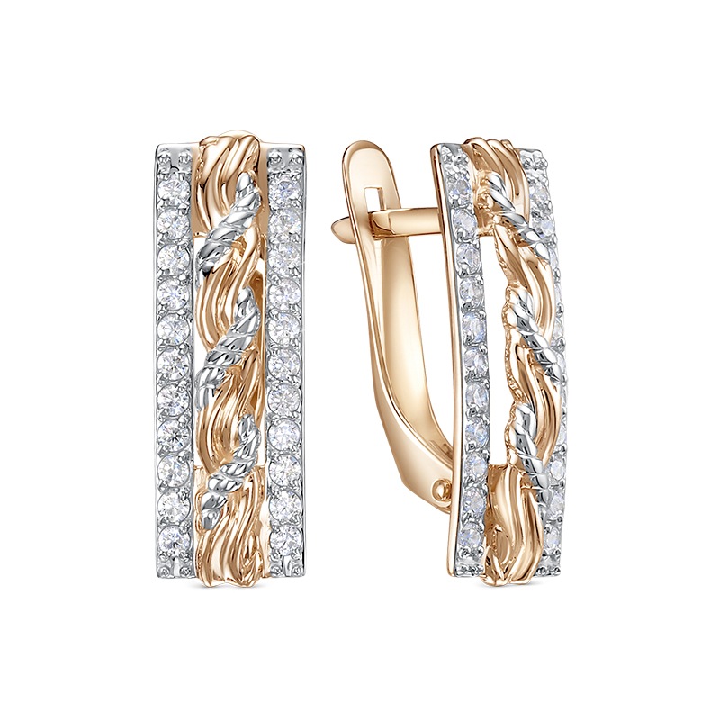 Ювелирное изделие - Серьги из красного золота с фианитами в магазине Best-Gold 140493