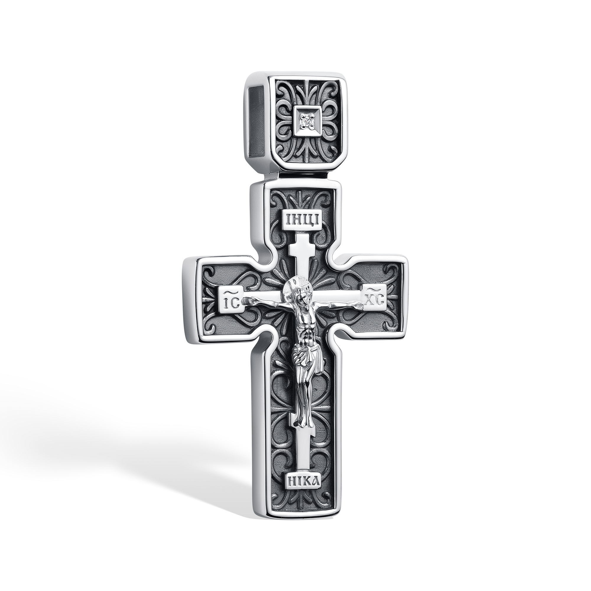 Крест из серебра с бриллиантом Ювелирное изделие - Крест из серебра с бриллиантом в магазине Best-Gold 146665