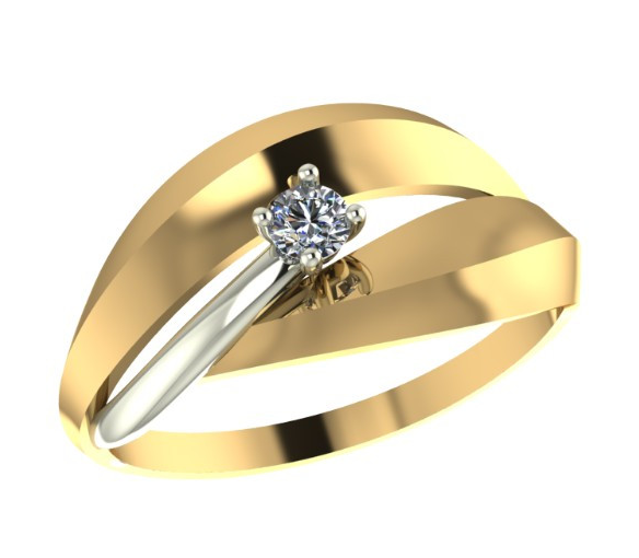 Кольцо из комбинированного золота с фианитами Ювелирное изделие - Кольцо из комбинированного золота с фианитами в магазине Best-Gold 033830