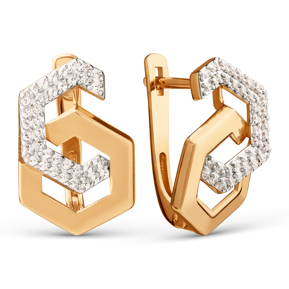 Ювелирное изделие - Серьги из красного золота с фианитами в магазине Best-Gold 155370