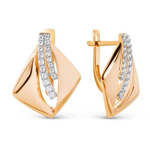 Серьги из красного золота с фианитами Ювелирное изделие - Серьги из красного золота с фианитами в магазине Best-Gold 125362