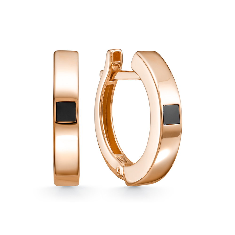 Ювелирное изделие - Серьги из красного золота с ониксом в магазине Best-Gold 157779