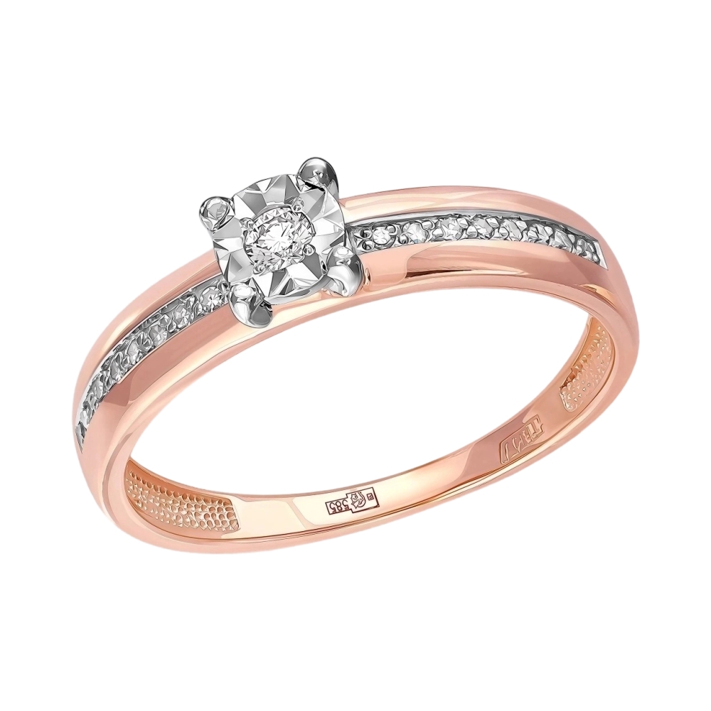 Ювелирное изделие - Кольцо из красного золота с бриллиантами в магазине Best-Gold 154899