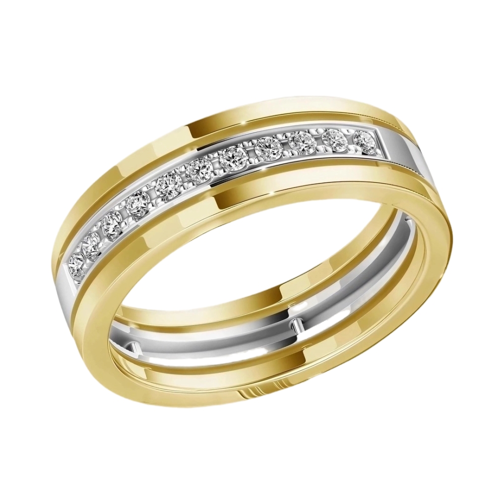 Ювелирное изделие - Обручальное кольцо из комбинированного золота с бриллиантами в магазине Best-Gold 024419