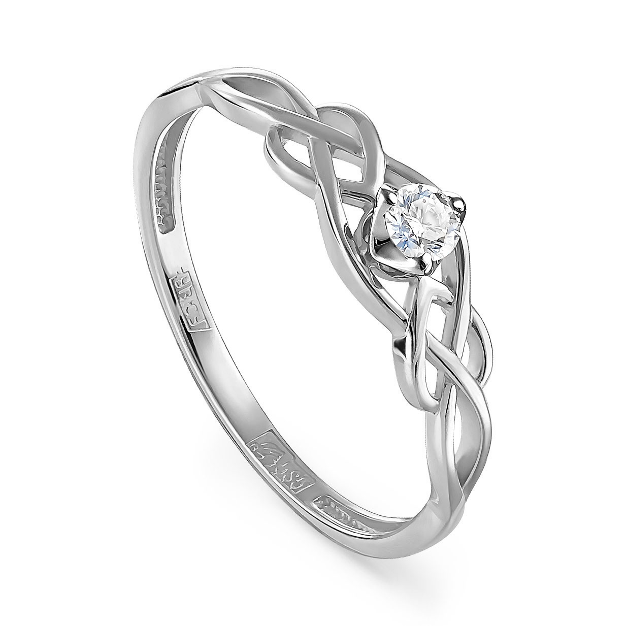 Ювелирное изделие - Кольцо из белого золота с бриллиантом в магазине Best-Gold 154924