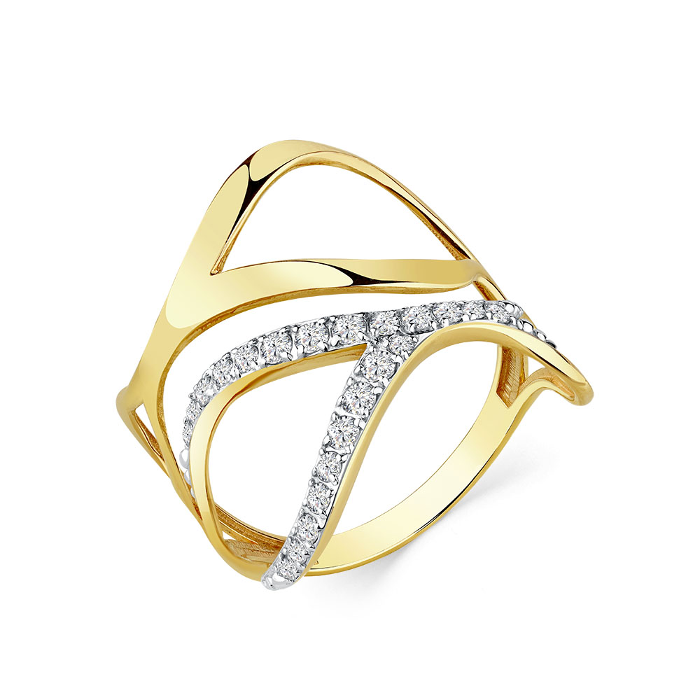 Кольцо из желтого золота с фианитами Ювелирное изделие - Кольцо из желтого золота с фианитами в магазине Best-Gold 140133