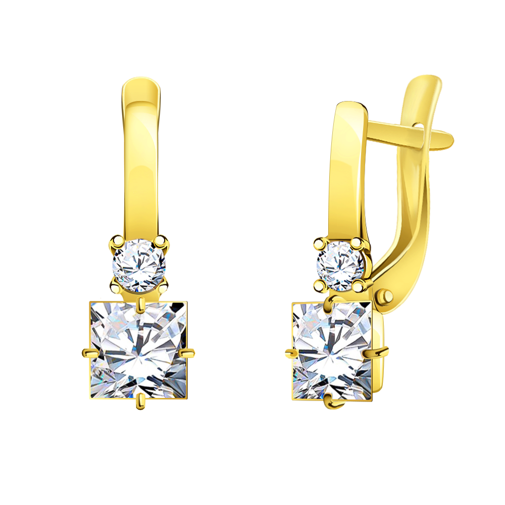 Серьги из жёлтого золота с фианитам Ювелирное изделие - Серьги из жёлтого золота с фианитам в магазине Best-Gold 131172