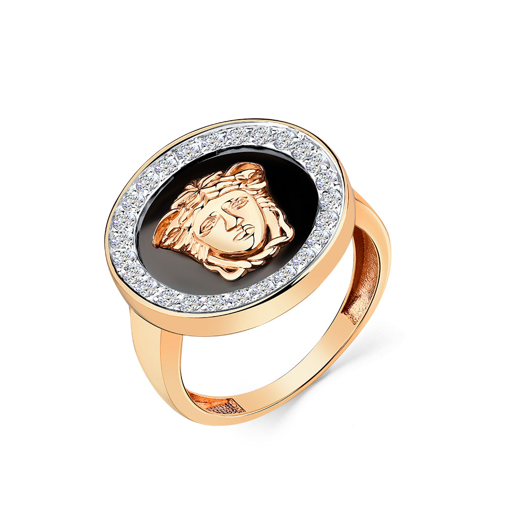 Кольцо из красного золота с фианитами