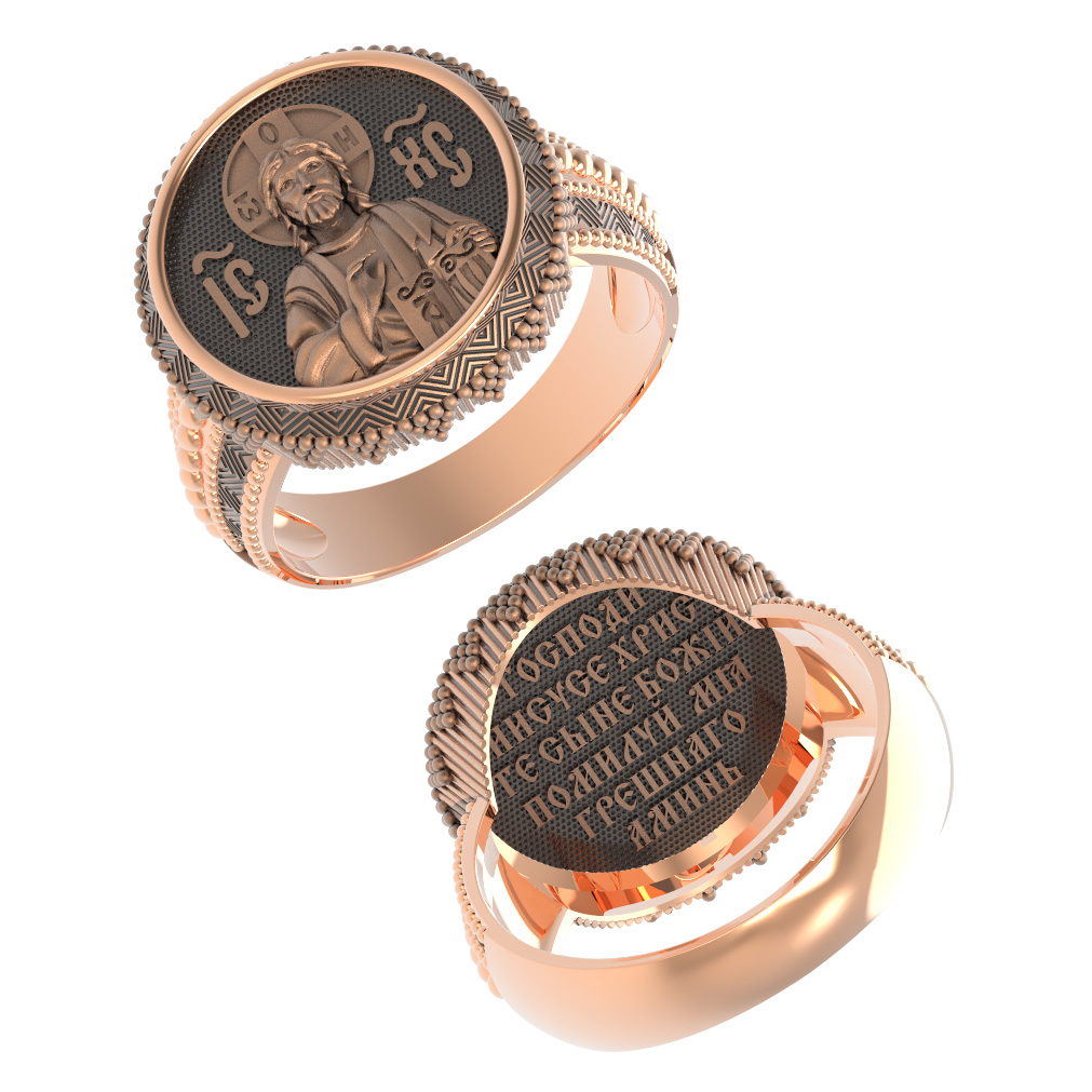 Печатка мужская из красного золота