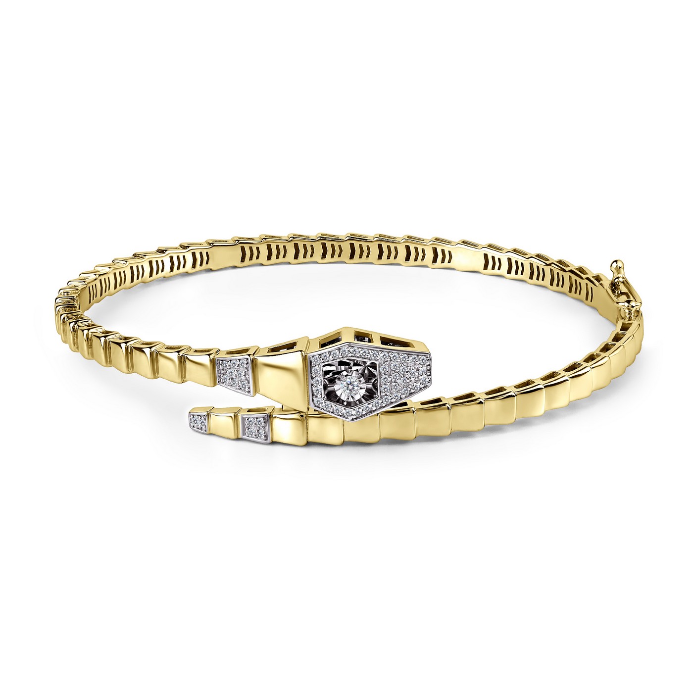 Браслет жесткий  из желтого золота с бриллиантами Ювелирное изделие - Браслет жесткий  из желтого золота с бриллиантами в магазине Best-Gold 150428