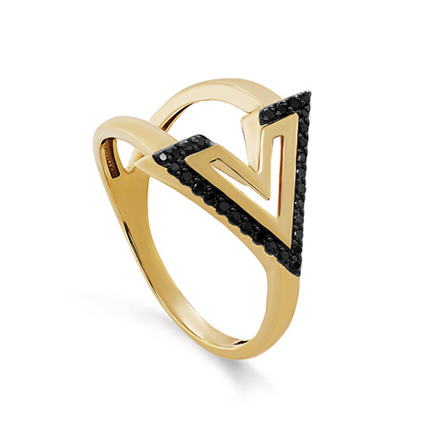 Кольцо из жёлтого золота с чёрными бриллиантами Ювелирное изделие - Кольцо из жёлтого золота с чёрными бриллиантами в магазине Best-Gold 085745