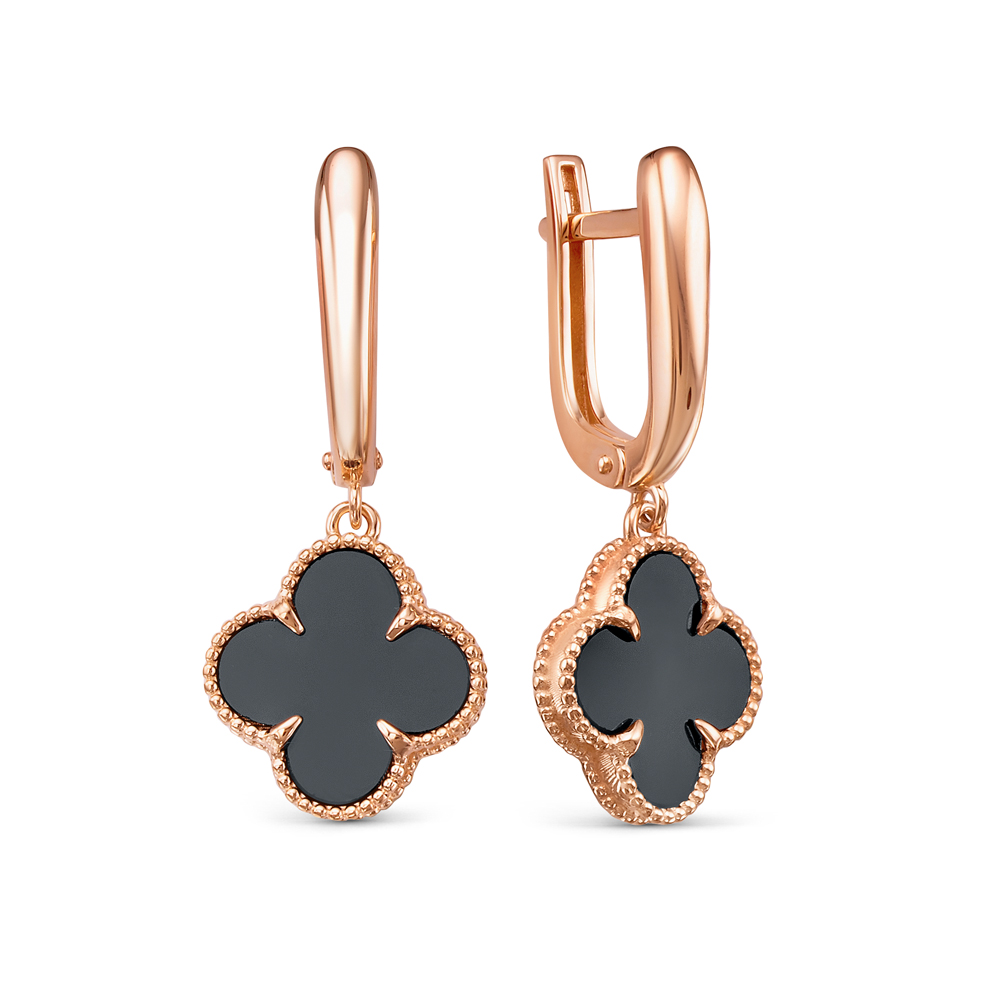 Ювелирное изделие - Серьги из красного золота с ониксом в магазине Best-Gold 140968