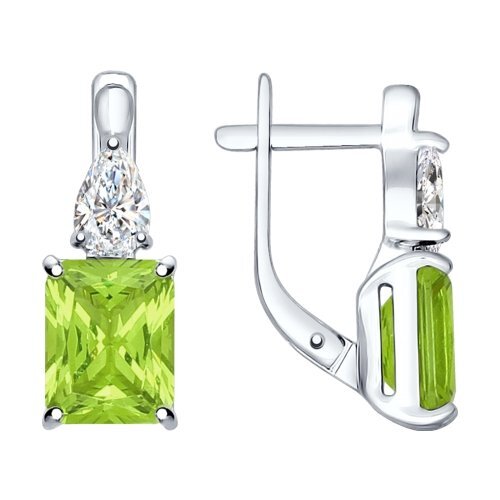 Ювелирное изделие - Серьги из серебра с  ситаллами и фианитами в магазине Best-Gold 020837