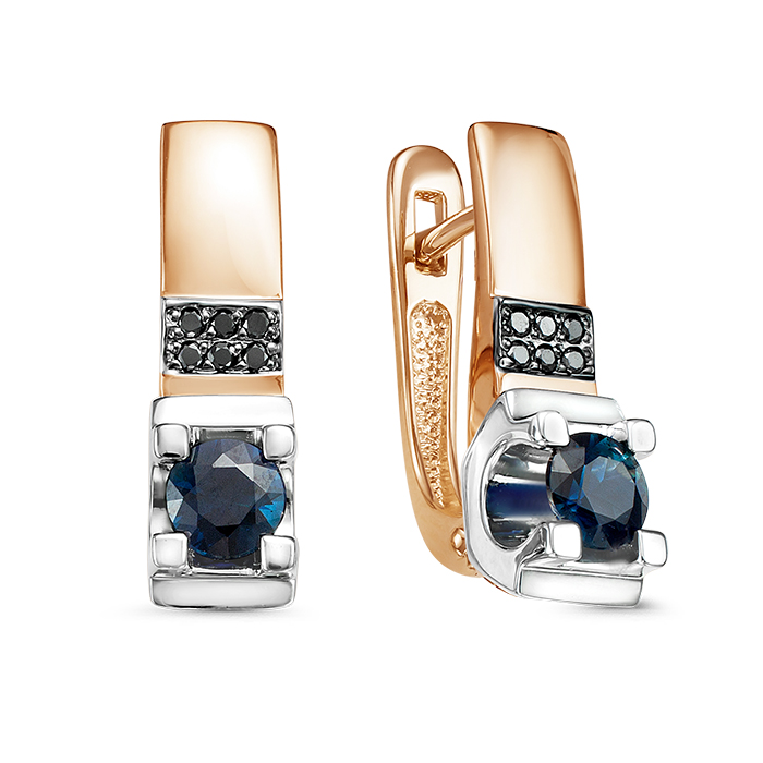 Серьги из красного золота с сапфирами и бриллиантами