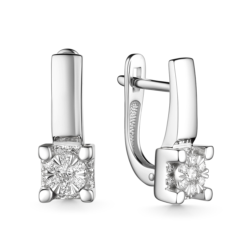 Ювелирное изделие - Серьги из белого золота с бриллиантами в магазине Best-Gold 157331