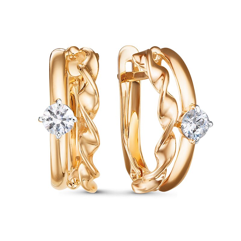 Ювелирное изделие - Серьги из красного золота с фианитами в магазине Best-Gold 133095