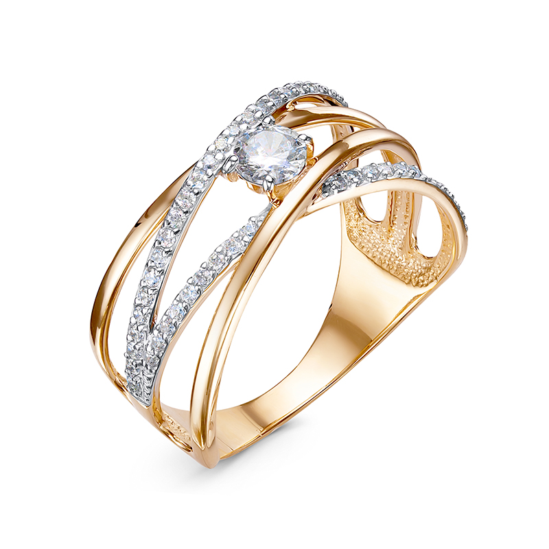 Кольцо из красного золота с фианитами Ювелирное изделие - Кольцо из красного золота с фианитами в магазине Best-Gold 034455