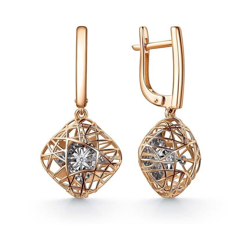 Ювелирное изделие - Серьги из красного золота с бриллиантами в магазине Best-Gold 154997
