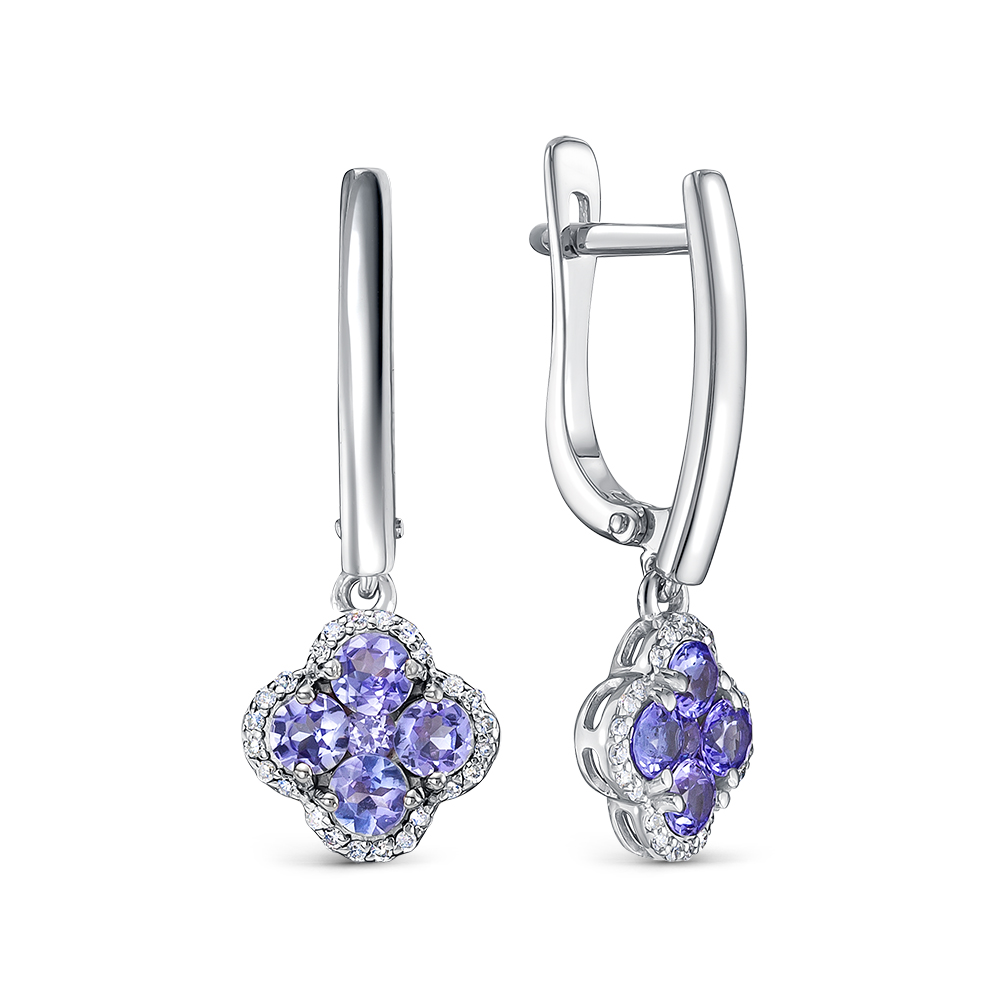 Серьги из белого золота с танзанитом и бриллиантами Ювелирное изделие - Серьги из белого золота с танзанитом и бриллиантами в магазине Best-Gold 131483