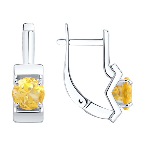 Ювелирное изделие - Серьги из серебра с цитринами в магазине Best-Gold 027863