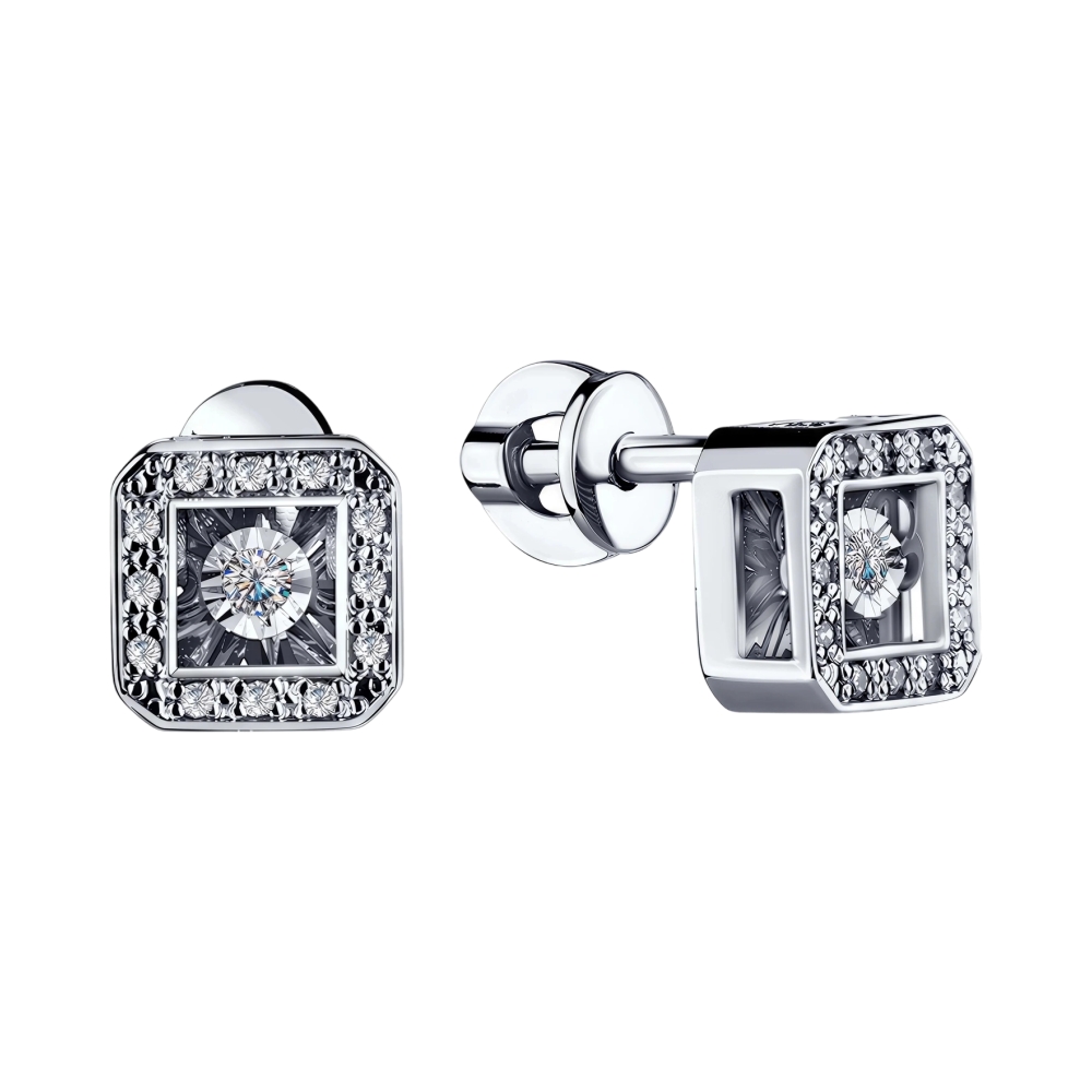 Серьги из белого золота с бриллиантами Ювелирное изделие - Серьги из белого золота с бриллиантами в магазине Best-Gold 156280