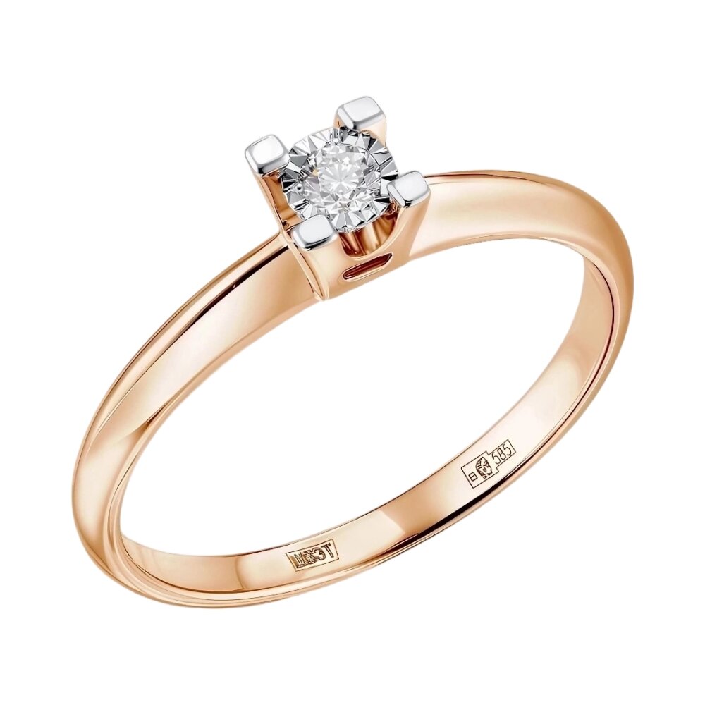 Ювелирное изделие - Кольцо помолвочное из красного золота с бриллиантом в магазине Best-Gold 148771