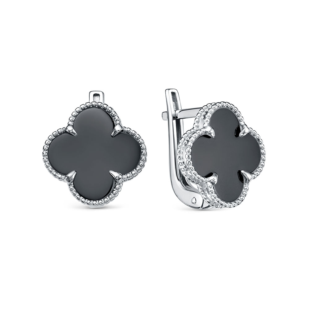 Ювелирное изделие - Серьги из серебра с ониксом в магазине Best-Gold 157971