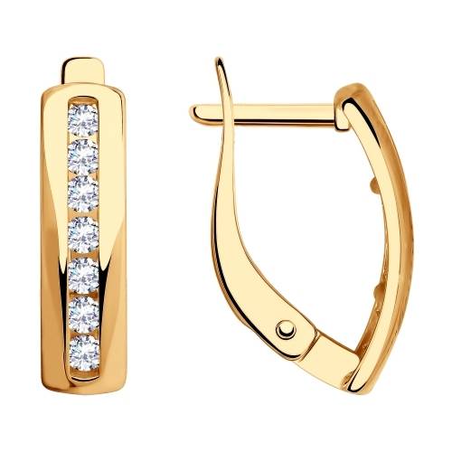 Ювелирное изделие - Серьги из красного золота с фианитами в магазине Best-Gold 008745