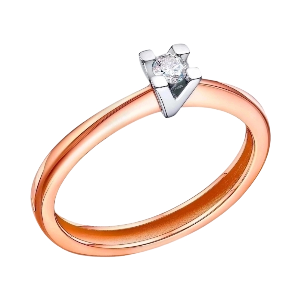 Ювелирное изделие - Кольцо помолвочное из красного золота с бриллиантом в магазине Best-Gold 105180