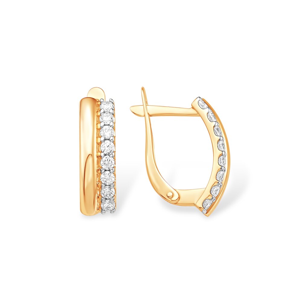 Ювелирное изделие - Серьги из красного золота с фианитами в магазине Best-Gold 048978