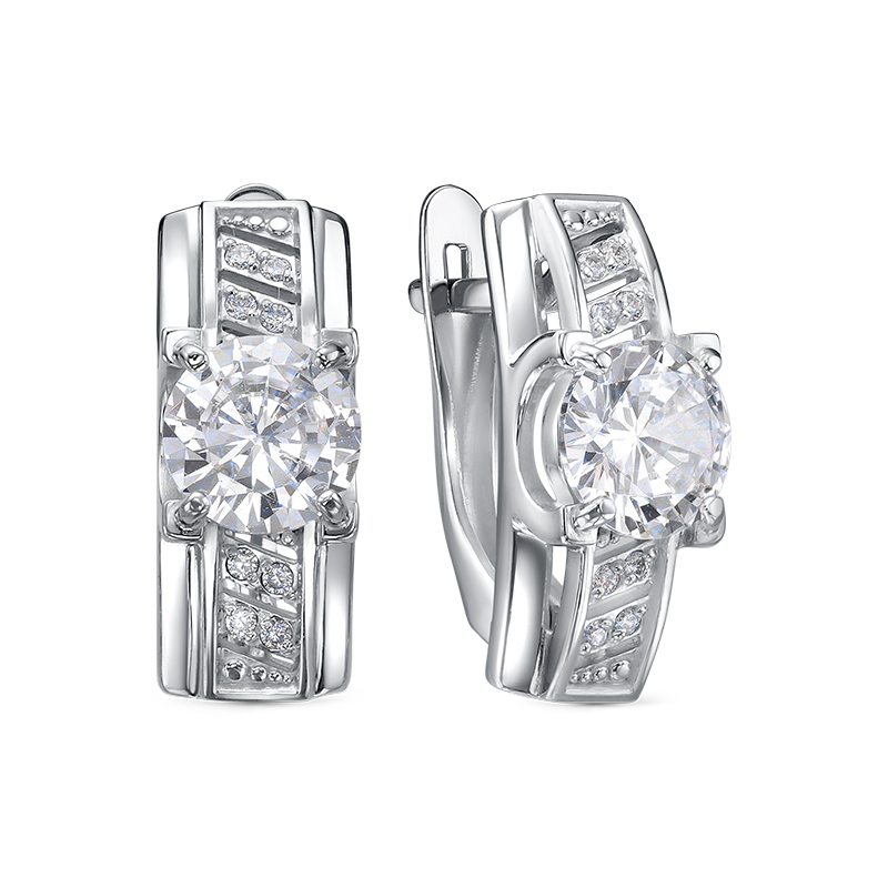 Серьги из серебра с фианитами